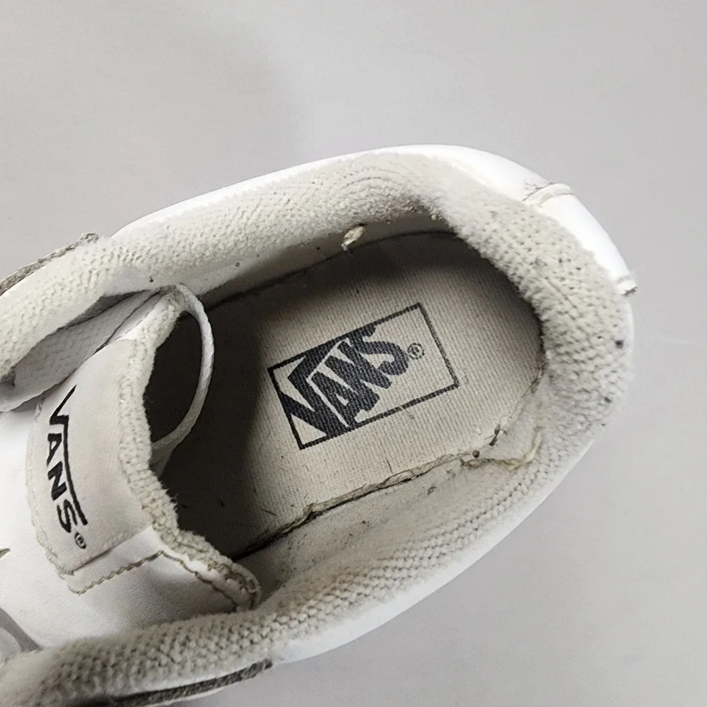 Vans Youth 2.0 White Leather Low Top Lace Up Skate Sneakers 500714